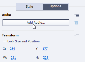 Adding audio to a slide object