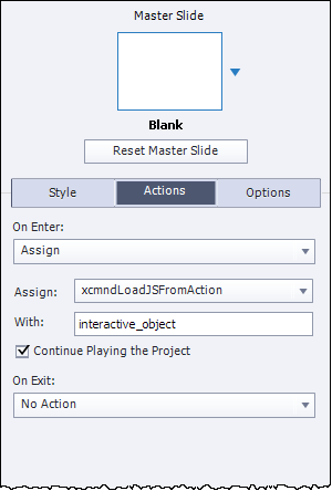 assign xcmndLoadJSFromAction with interactive_object