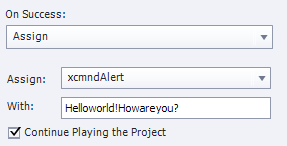assign xcmndAlert with HelloWorld!HowAreYou!