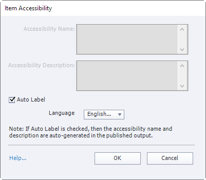 The accessibility dialog