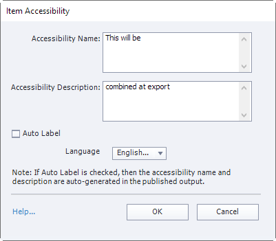 Entering accessibility text
